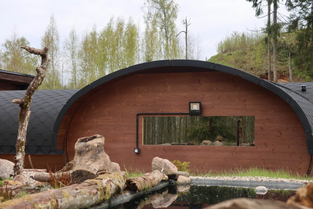Window overlooking Reflection Pool in our wildlife photography hide complex in Estonia