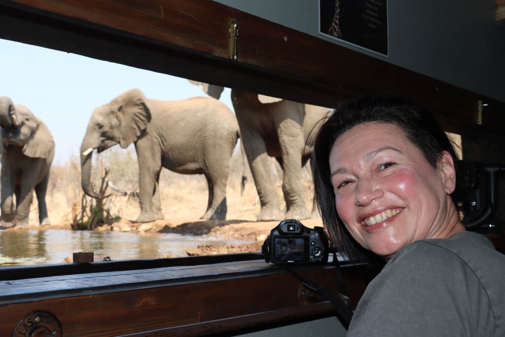 WILDLIFE HIDES michelle with elephants